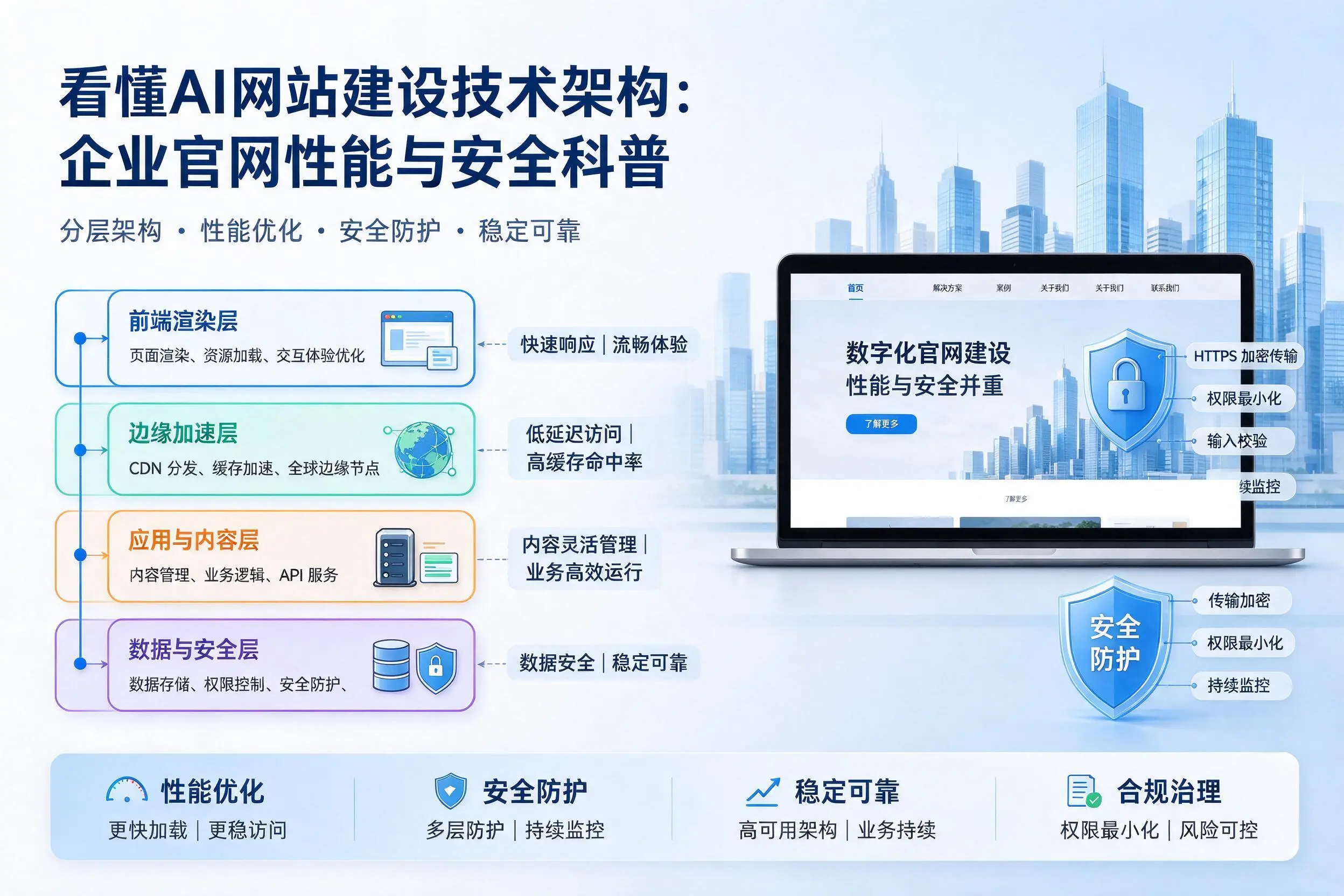 看懂AI网站建设技术架构:怒江企业官网性能与安全科普