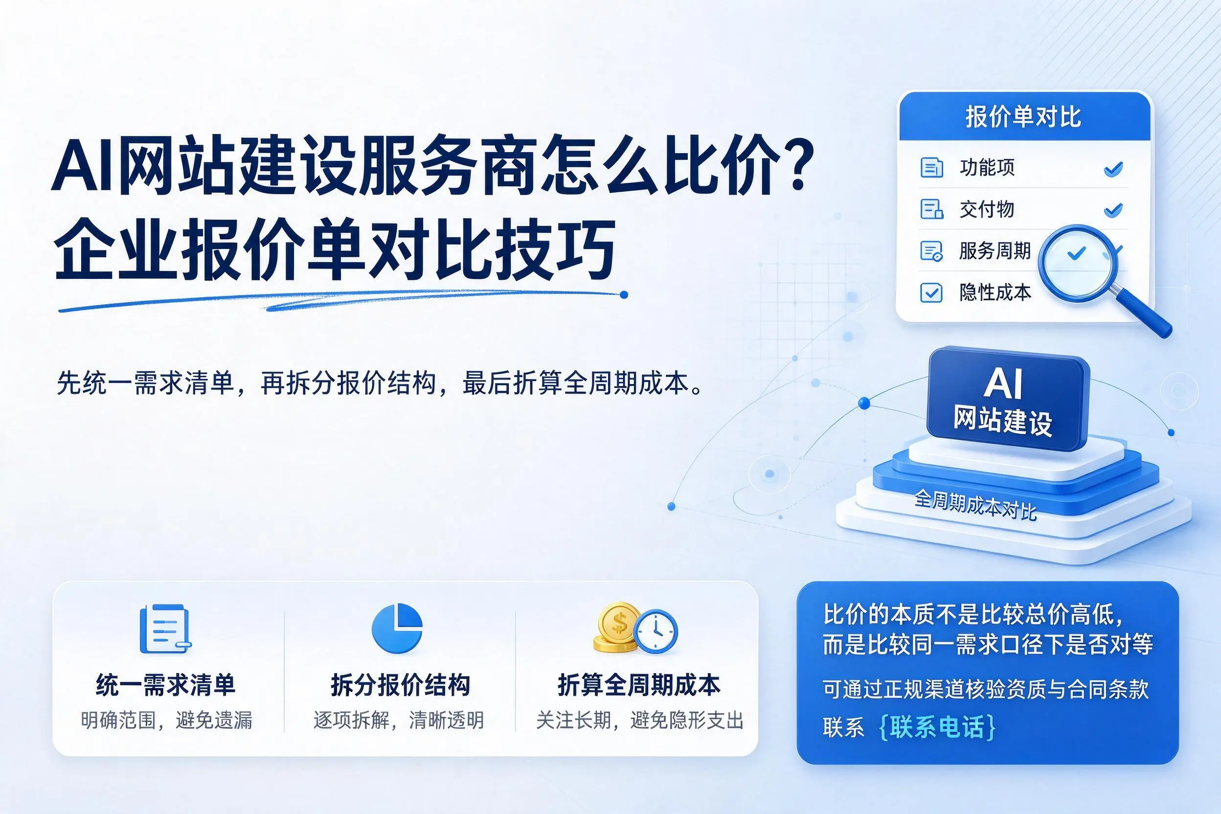 AI网站建设服务商怎么比价?怒江企业报价单对比技巧