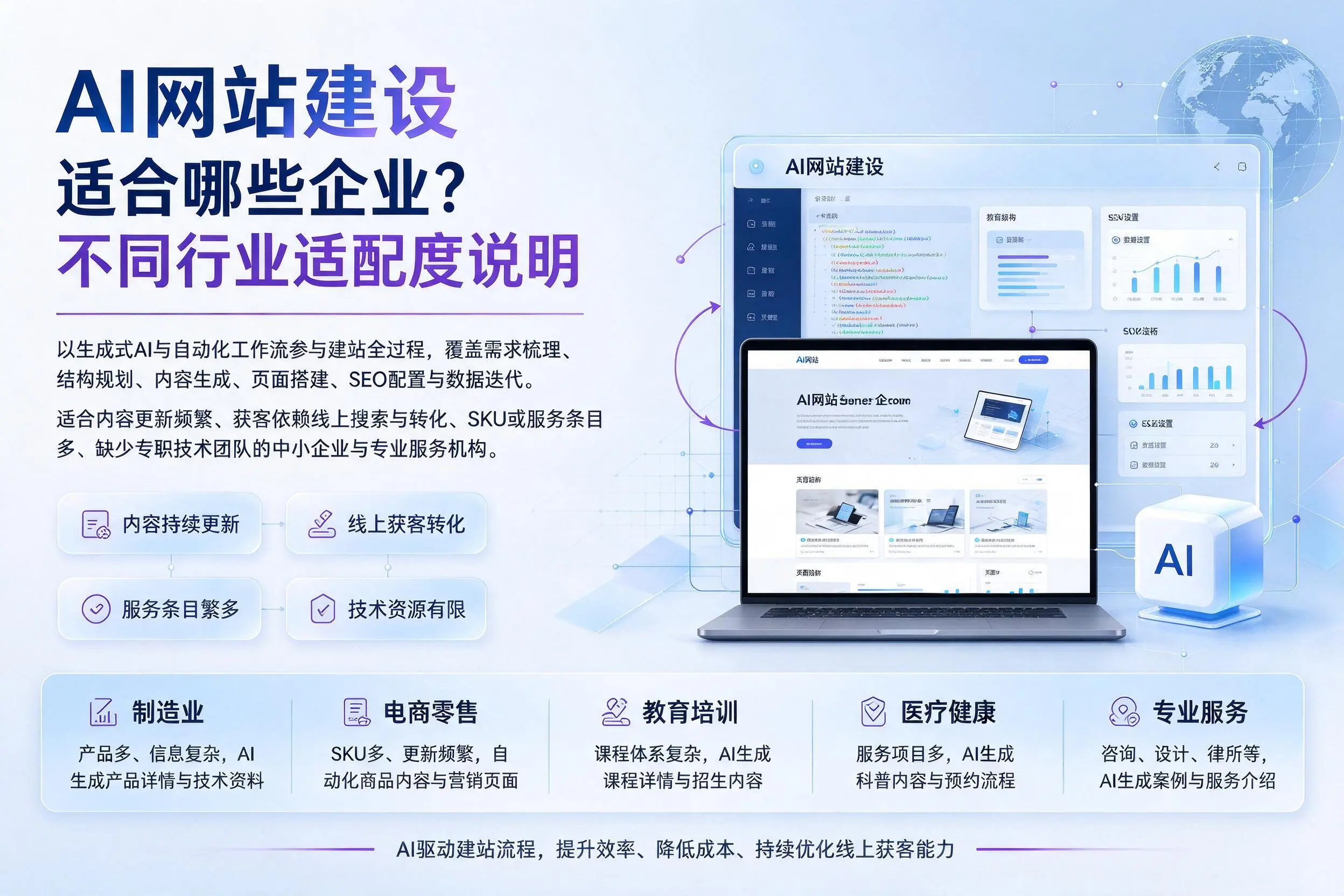 AI网站建设适合哪些企业?怒江不同行业适配度说明
